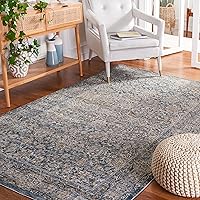 Valencia Collection Area Rug - 8' x 10', Blue, Vintage Oriental Design, Non-Shedding & Easy Care, Ideal for High Traffic Areas in Living Room, Bedroom (VAL570M)