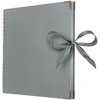 Square Scrapbook Photo Albums 80 Pages (11 x 11 Inch) Grey Thick Paper, Hardcover, Ribbon Closure - Ideal for Your Scrapbooking Albums, Art & Craft Projects (Grey, 11 x 11 Inch)