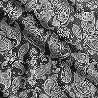 Soimoi Asian Paisley Print, Cotton Poplin, Sewing Fabric Sold by The Yard 42 Inch Wide, Sewing Craft Quilting/Quilt Making Fabric, Black&White