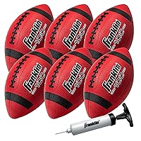 Franklin Sports Kids Junior Football - Grip-Rite 100 Youth Junior Size Rubber Footballs - Peewee Kids Durable Outdoor Rubber Footballs - Single + 6 Bulk Packs with Inflation Pump