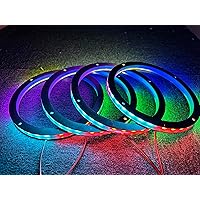 Sando Tech 4PCS 10'' Spacer Ring Light RGB Dream Color Chasing Flow LED Speaker Lights Coxial Sounds Light Kit Bluetooth App/Remote Control(Speaker Not Included) (10'')