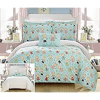 Chic Home Woodland 6 Piece Reversible Comforter Happy Kids Theme Printed Design Bed in a Bag-Sheet Set Decorative Pillow Sham Included/XL Size, Twin, Green