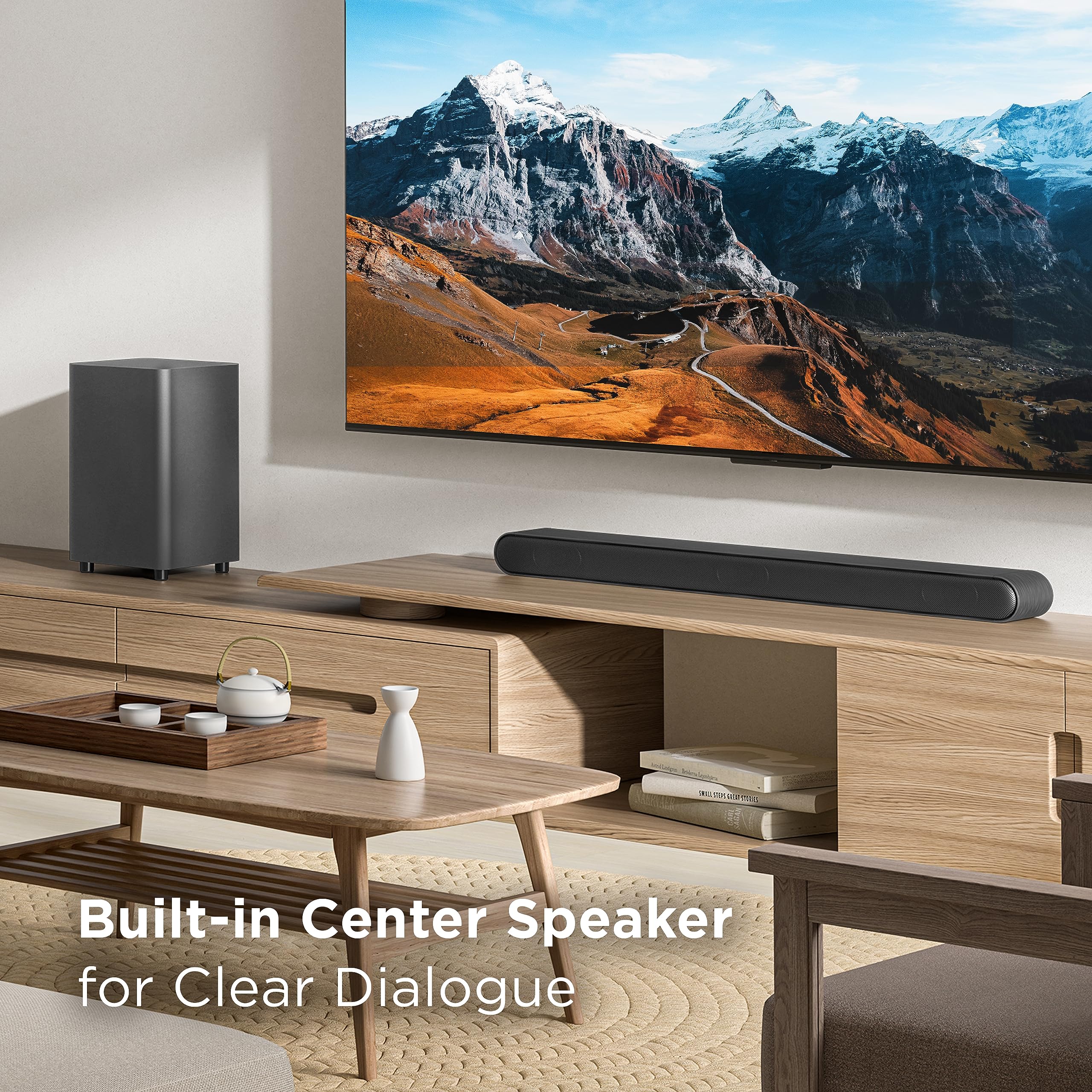 TCL 3.1ch Sound Bar with Wireless Subwoofer, (S4310, 2023 Model), Built-in Center Channel, Dolby Audio, DTS Virtual:X, Bluetooth, Wall Mount and HDMI Cable Included,Black