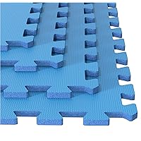 EVA Foam Mat Tiles 4-Pack - 16 SQ FT of Interlocking Padding for Garage, Playroom, or Gym Flooring - Exercise Mat or Baby Playmat by Stalwart (Blue)