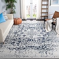 SAFAVIEH Madison Collection Accent Rug - 3' x 5', Cream & Navy, Snowflake Medallion Distressed Design, Non-Shedding & Easy Care, Ideal for High Traffic Areas in Foyer, Living Room, Bedroom (MAD603D)