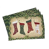 Tache Festive Christmas Holiday Hang My Stockings by The Fireplace Woven Tapestry Placemat Set of 4
