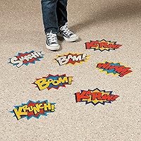 Fun Express Superhero Floor Clings - 3 Pieces - Educational and Learning Activities for Kids