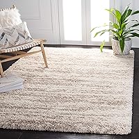 SAFAVIEH Hudson Shag Collection Area Rug - 8' x 10', Ivory & Beige, Modern Design, Non-Shedding & Easy Care, 2-inch Thick Ideal for High Traffic Areas in Living Room, Bedroom (SGH206B)
