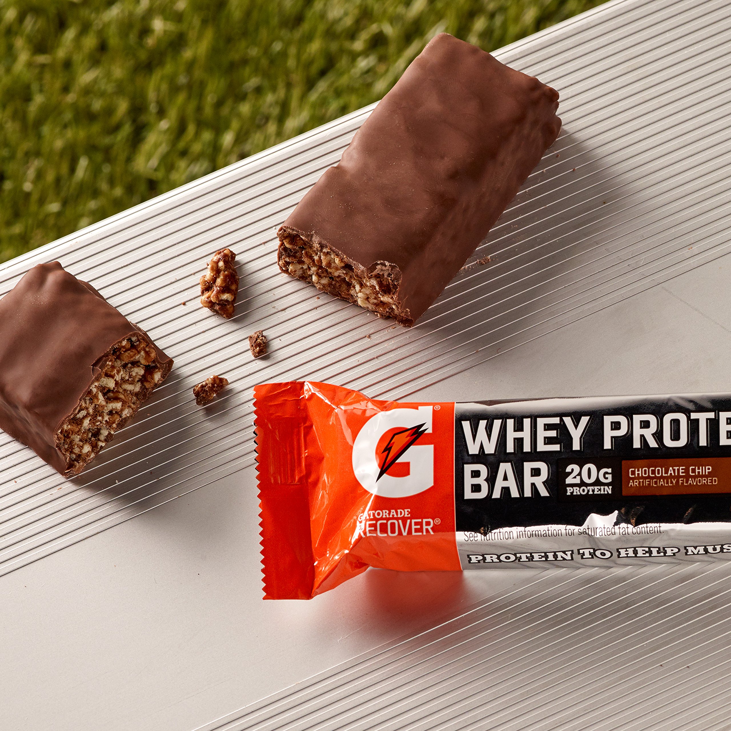 Gatorade Whey Protein Bars, Variety Pack, 2.8 oz bars (Pack of 18) & Whey Protein Recover Bars, Chocolate Chip, 2.8 ounce bars (12 Count)