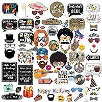 70s Birthday Photo Booth Props Mega Pack with 82 Pieces