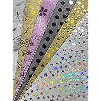 12 x A4 Sheets of Glitter Self Adhesive Glitter Paper Lint Free 80gsm 6 Designs Multi Pack