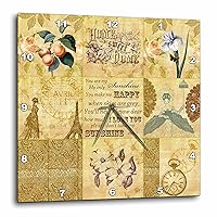 3dRose DPP_79374_3 Vintage Gold Collage of Art with Apricots and You are My Sunshine Wall Clock, 15 by 15-Inch