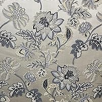 Luxurious Premium Vintage Floral Design Jacquard Fabric for Upholstery, Window Treatments and Craft - 54 inches Width - Fabric by The Yard (Gray)
