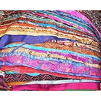 Huge Lot 100% Pure Silk Vintage Sari Fabric remnants Scrap Bundle Quilting Journal Project by Weight 100 gr (by Size 36X36 inch Each Color)