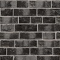 Tempaper Ebony Brick Removable Peel and Stick Wallpaper, 20.5 in X 16.5 ft, Made in the USA