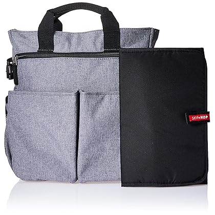 Skip Hop Messenger Diaper Bag with Matching Changing Pad, Duo Signature, Heather Grey