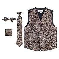 Gioberti Kids And Boys 4pc Paisley Vest Set - Vest, Bowtie, Tie, Pocket Square