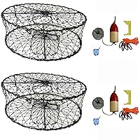 2-Pack of KUFA CT50 Sports Foldable Crab Trap with Red/White Floats, Harness, Bait Bag, Crab Caliper & Lead Core Sinking Line Combo (CT50+CAQ3) x2