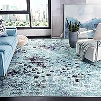 SAFAVIEH Madison Collection Accent Rug - 3' x 5', Turquoise & Navy, Boho Abstract Distressed Design, Non-Shedding & Easy Care, Ideal for High Traffic Areas in Entryway, Living Room, Bedroom (MAD425J)