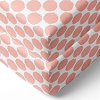 Bacati - 2 Pack Girls Essentials Classic Super Soft Breathable 100% Cotton Muslin Baby Crib Fitted Sheets - Fits Standard 28 x 52 x 5 Crib & Toddler Mattresses (Ikat Dots Coral)