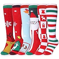 3-12 Years Girls Knee High Socks Kids Funny Animal Pattern Warm Cotton Long Tall Boot Socks 6 Pairs