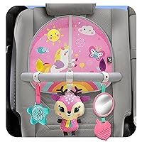 BENBAT Car Seat Toys for Babies - Double Sided Rear Facing Carseat Toy with Baby Mirror for Infants Girls and Boys 0-18 Months, Pink
