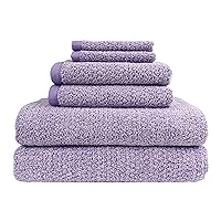 Diamond Jacquard 6 Pieces Bath Towel Set, Lavender