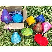 Set 8 pcs Hoi an Silk Lanterns 16'' - Pattern Fabric Lanterns - Wedding Decoration - Garden Birthday Party Decor - Wholesale Vietnam Silk Lanterns