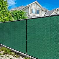 Amgo 6' x 10' Green Fence Privacy Screen, Commercial Standard Heavy Duty Windscreen with Bindings & Grommets, 90% Blockage, Cable Zip Ties Included (We Make Custom Size)