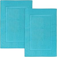 Utopia Towels Cotton Banded Bath Mats, 21 x 34 Inches Rug, 100% Ring Spun Cotton - Highly Absorbent and Machine Washable Shower Bathroom Floor Mat, Turquoise, (Pack of 2)