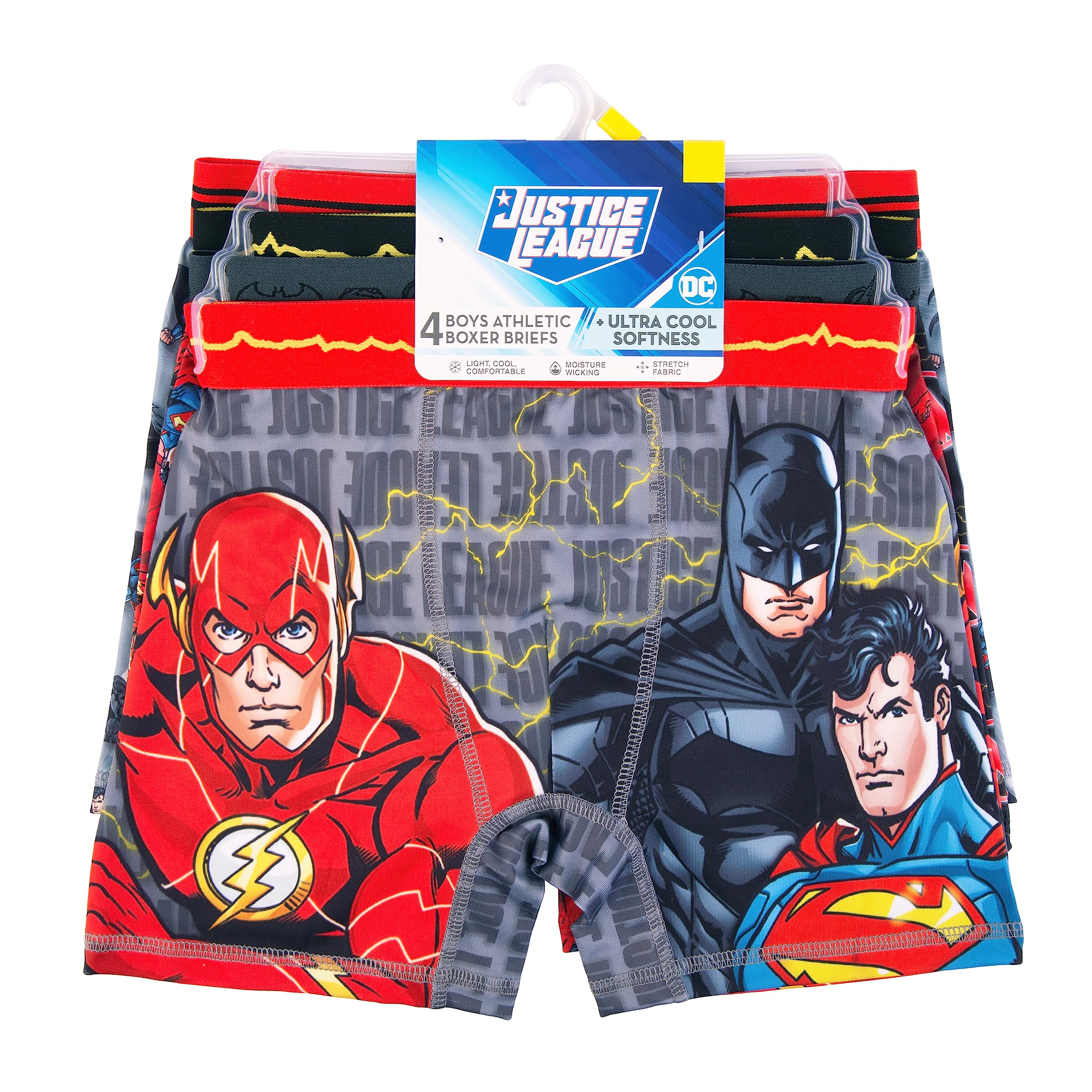 DC Comics Boys' Superhero Boxer Briefs Multipacks with Batman, Flash, Superman & More, Sizes 4, 6, 8, 10, 12