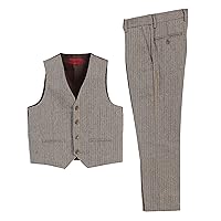 Gioberti Kids and Boys 2 Piece Tweed Plaid Vest and Pants Set