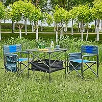 Set of 3, Set for Indoor, Camping, Picnics, Beach Folding Outdoor Table and Chairs, Black