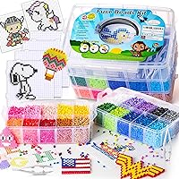 22000 5MM Fuse Beads kit Fuse Melty Melting beados hama Bucket melt Beads kit Storage case Ironing Paper Beads Ideas Shapes Designs Arts and Craft Supplies Hand Crafting Kits Fusion Beading fusibles
