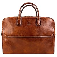 Time Resistance Leather Briefcase - Full Grain Leather Laptop Bag up to 17