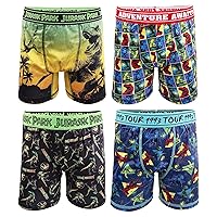 Jurassic World Boys' Boxer Briefs Multipacks with T-rex, Raptor and Triceratops Print Options in Sizes 4, 6, 8, 10 & 12