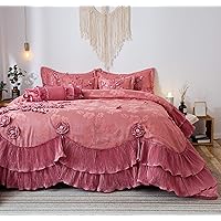 Royal Princess Ruffled Victorian Comforter Set, California King, Pink