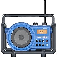 Sangean BB-100 BlueBox AM/FM Ultra-Rugged Digital Receiver with Bluetooth, Blue, 12.4
