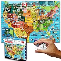 Think2Master Colorful United States Map 500 Pieces Large Format Jigsaw Puzzle for Kids 12+, Teens, Adults & Families. Great Gift for stimulating Interest in The USA Map. Size: 26.8” X 18.9”