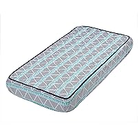 Bacati - Tribal/Aztec Muslin Quilted Changing Pad Cover (Large Triangles, Aqua/Navy)