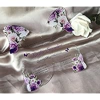 Butterfly Acrylic Quinceanera Invitation,Custom Acrylic Wedding Invitation,Free Design Purple Floral Acrylic Invitation,Mayke Your Own Design,10pcs
