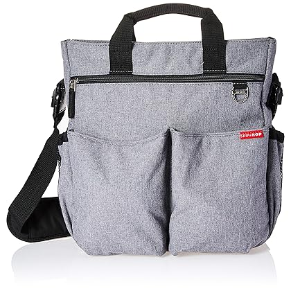 Skip Hop Messenger Diaper Bag with Matching Changing Pad, Duo Signature, Heather Grey