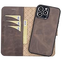 VENOULT Compatible with iPhone 14 Wallet Case for Man or Women, Genuine Leather Magnetic Detachable Luxury Folio Cover, Wireless Charge, RFID, First Class Handmade Workmanship