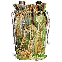 3dRose Moses In Basket Passover Scene-Wine Bag, 13.5 by 8.5-inch , Beige