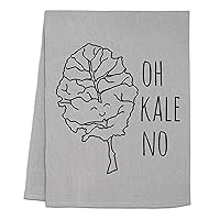 Funny Dishcloth/Tea Towel ~ Oh Kale No ~ Funny Kitchen Cloth, Vegetable Pun ~ Gray (Black Ink)