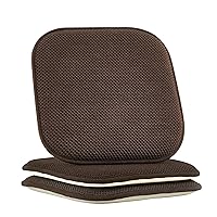 Elegant Comfort 2 Pack Chair Cushion Covers - Skid-Proof Rubber Backing - 16 x 16 Inch - Thick Dining Square Shape Seat Covers - Comfortable Textured Chair Pads with Ties - Honeycomb Pattern, Brown