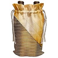 3dRose Two Texture Triangle Pane and Honeycomb Gold Metal Effect-Wine Bag, 13.5 by 8.5-inch , Beige