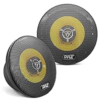 Car Three Way Speaker System - Pro 6.5 Inch 280 Watt 4 Ohm Mid Tweeter Component Audio Sound Speakers For Car Stereo w/ 40 Oz Magnet, 2.25” Mount Depth Fits Standard OEM - Pyle PLG6.3 (Pair),Yellow/Black