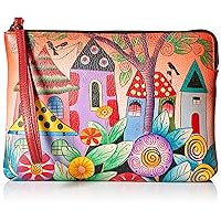 Anna by Anuschka Women's Hand Painted Genuine Leather Wristlet Clutch