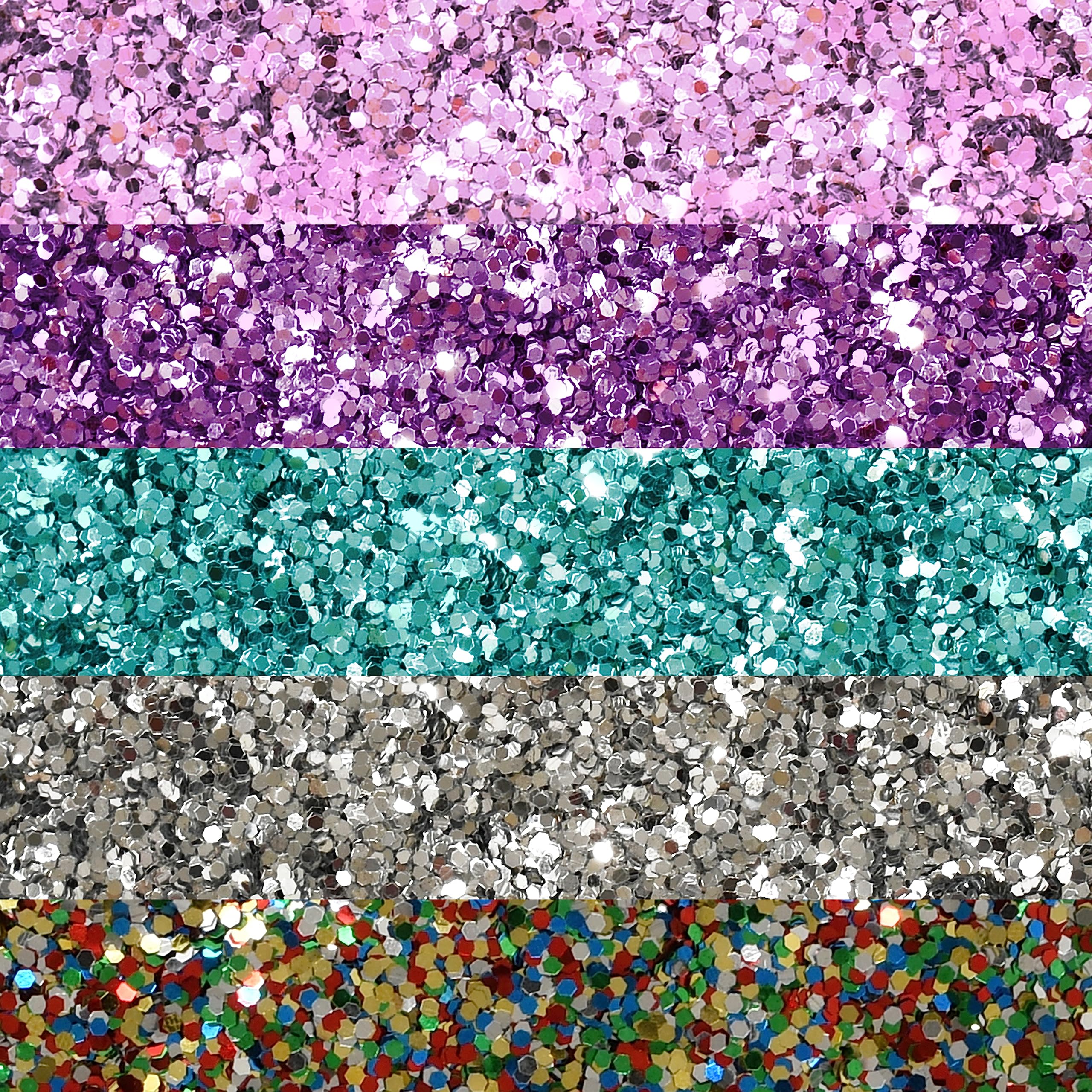 READY 2 LEARN Glitter - Electric - Set of 5-1.8 oz Each - Craft Glitter Kit - Pink, Purple, Turquoise, Silver and Multicolor - Perfect for Crafting and DIY